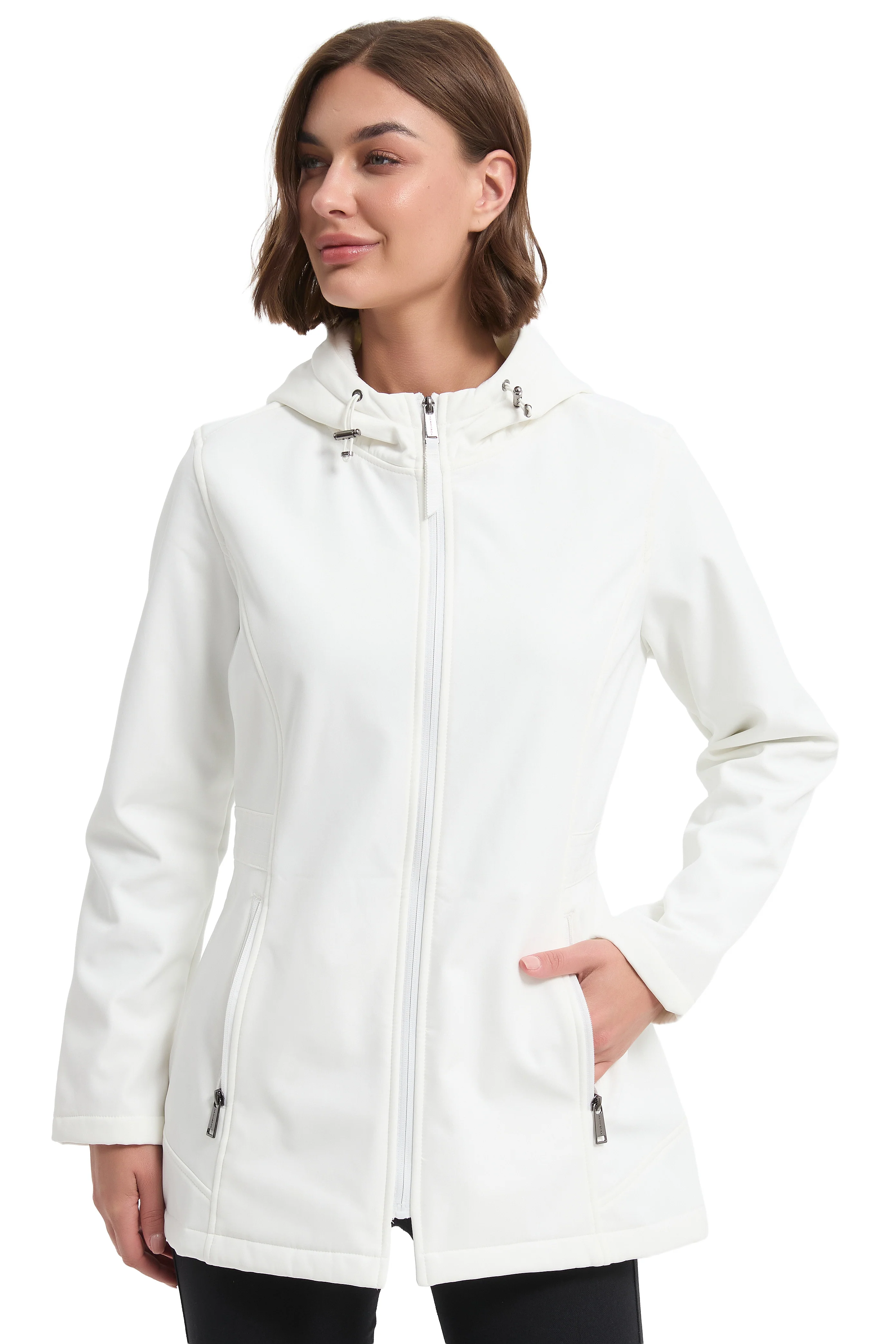 Long Style Hooded Softshell with Waist Drawstring - Image 3