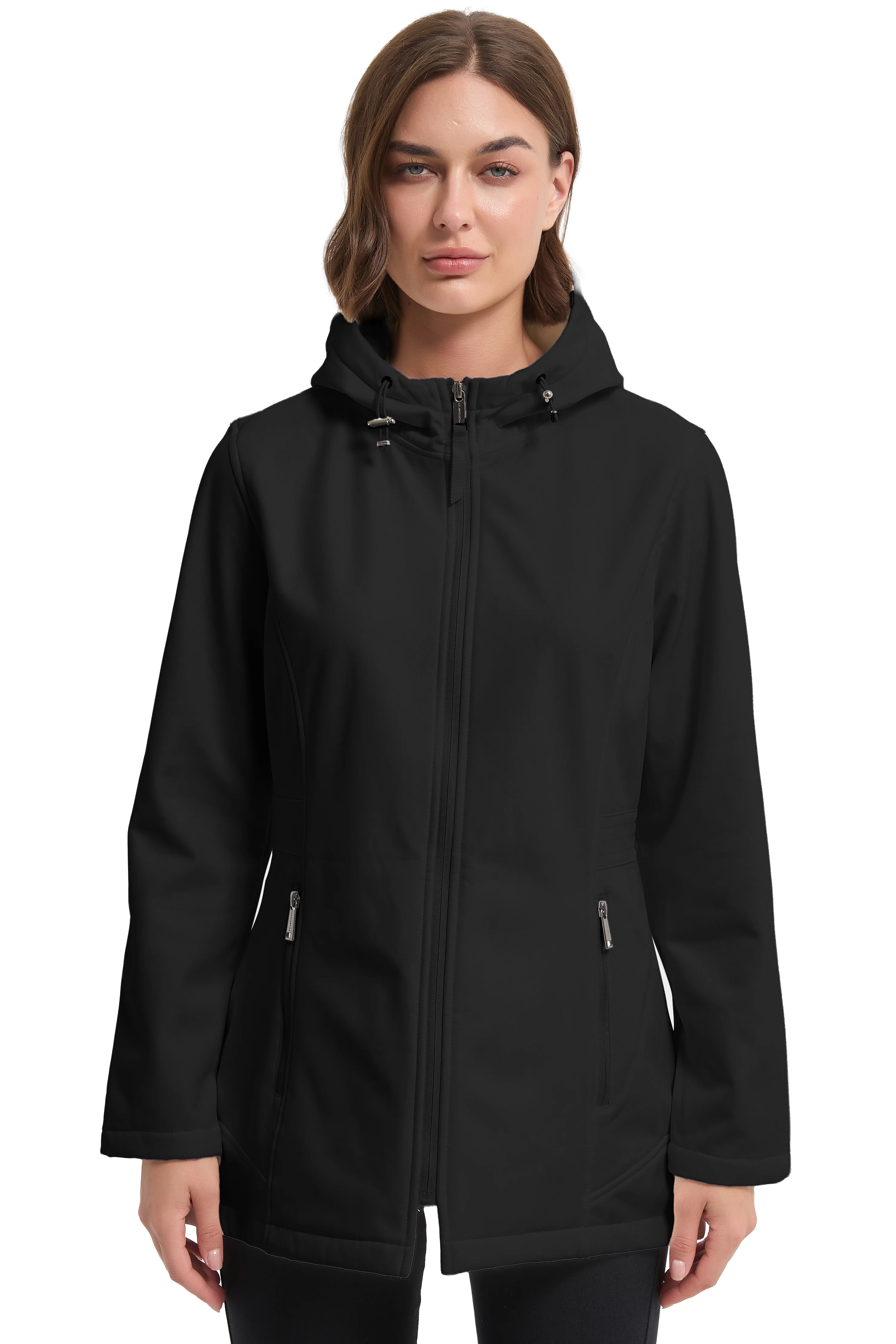 Long Style Hooded Softshell with Waist Drawstring - Image 6